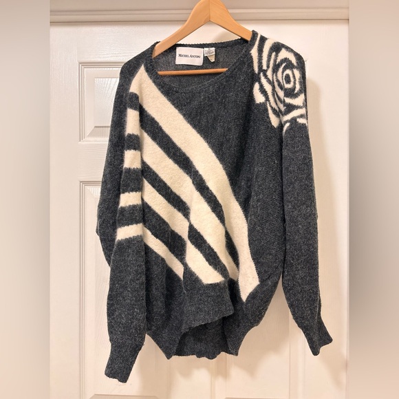 michel antoni Sweaters - Vintage Michel Antoni Gray and Cream Women's Sweater